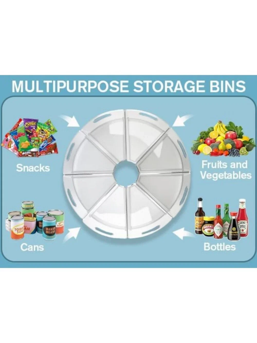 Clear Lazy Susan Organizer for Corner Cabinets - 26''-27'' Diameter, BPA-Free, 8